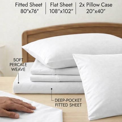 Hotel Luxury 600 TC 100% Cotton Bedsheet Set – Ultra Soft, Breathable & Premium White Bedding (4 Piece Set)