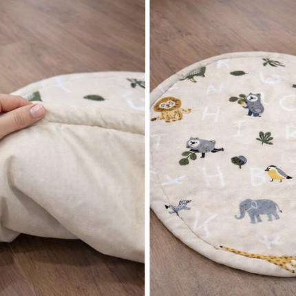 100% Cotton Baby Play Mat – Soft Round Infant Floor Mat with Animal & Alphabet Design | Eco-Friendly, Breathable, Non-Toxic Playmat for Tummy Time, Crawling & Nursery Decor
