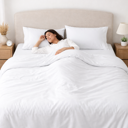 Hotel Luxury 600 TC 100% Cotton Bedsheet Set – Ultra Soft, Breathable & Premium White Bedding (4 Piece Set)