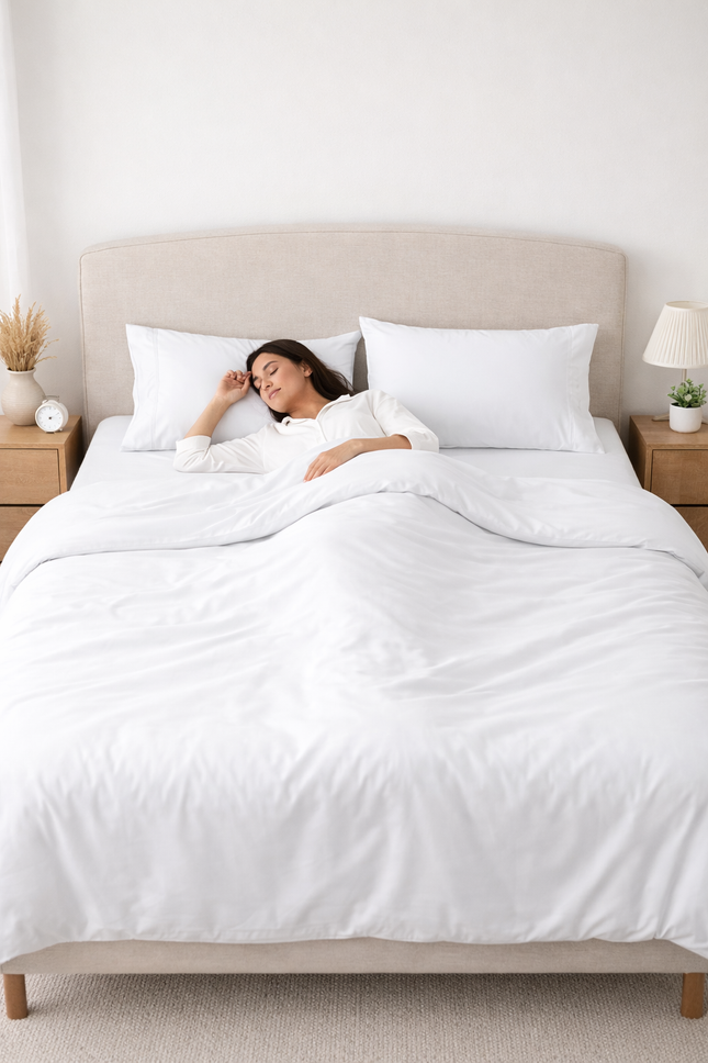 Hotel Luxury 600 TC 100% Cotton Bedsheet Set – Ultra Soft, Breathable & Premium White Bedding (4 Piece Set)