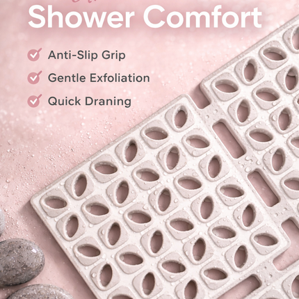 Gorilla Grip Bath Mat | Anti-Slip Interlocking Bath Mat Tiles | Quick Drain Shower Floor Mat | Modular Bathroom Safety Mat