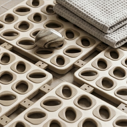 Gorilla Grip Bath Mat | Anti-Slip Interlocking Bath Mat Tiles | Quick Drain Shower Floor Mat | Modular Bathroom Safety Mat