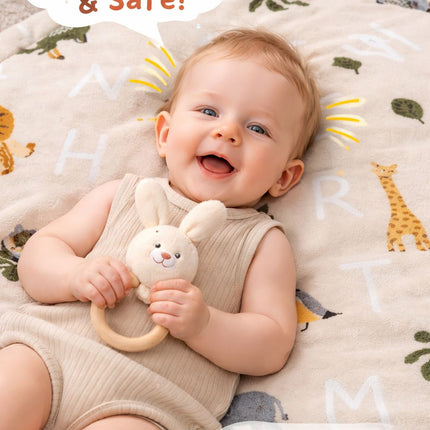 100% Cotton Baby Play Mat – Soft Round Infant Floor Mat with Animal & Alphabet Design | Eco-Friendly, Breathable, Non-Toxic Playmat for Tummy Time, Crawling & Nursery Decor