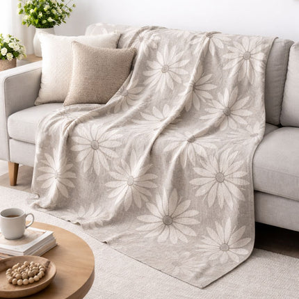 Cotton Throw - Daisy Day - Cozy Living Room , Bedroom Throws