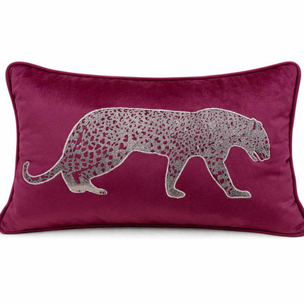 Crimson Leopard Velvet Cushion Cover 12"x18" | Luxury Decorative Pillow